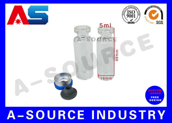 Cam 5 ml şişe Küçük cam şişeler, kauçuk kapağı ve 13 # alüminyum plastik kapağı ile Peptid / Sarms için