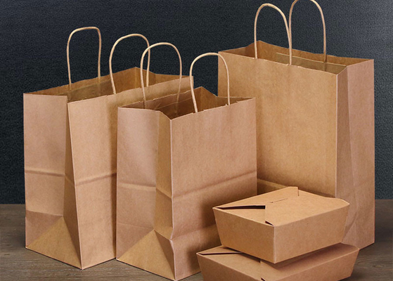 Logo Özel Kraft Kağıt Torba 80g 100g 130g 170g Gıda Paket Servis Çantası Parçalanabilir