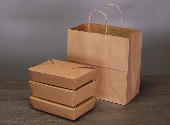 Logo Özel Kraft Kağıt Torba 80g 100g 130g 170g Gıda Paket Servis Çantası Parçalanabilir