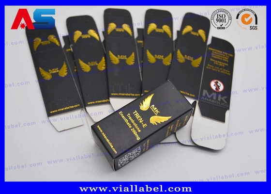 Kas geliştirme Matt Siyah Altın Folyo Flakon Paket Kutusu Karton 10ml 20ml ilaç paketi kutusu