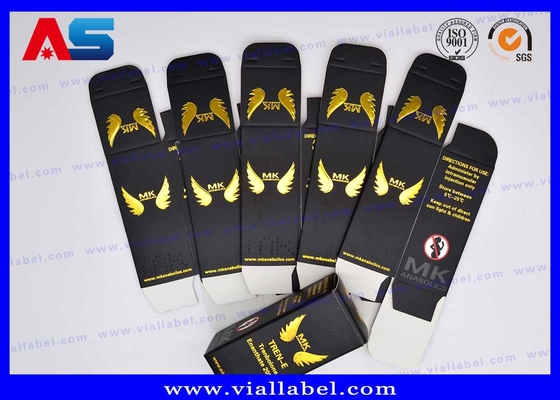 Kas geliştirme Matt Siyah Altın Folyo Flakon Paket Kutusu Karton 10ml 20ml ilaç paketi kutusu