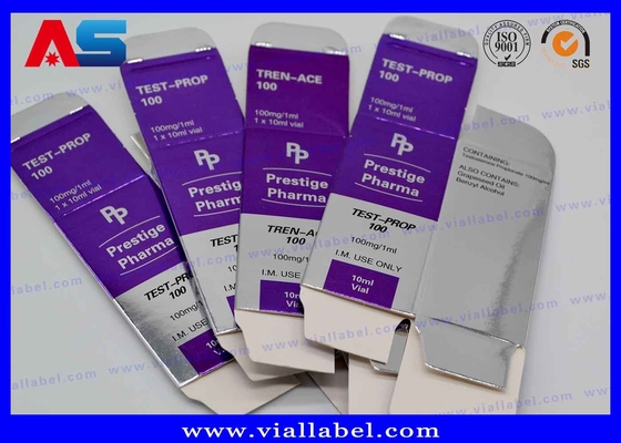 Farmasötik Paketler İçin Metallik Gümüş Folyo Baskılı Özel 10ml Flakon Paket Kutusu