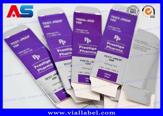 Farmasötik Paketler İçin Metallik Gümüş Folyo Baskılı Özel 10ml Flakon Paket Kutusu