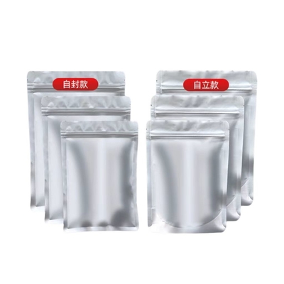 Alüminyum folyo torbası MOQ 100pcs Alüminyum Gümüş Zip Kilitli Cüzdan 50 tablet için