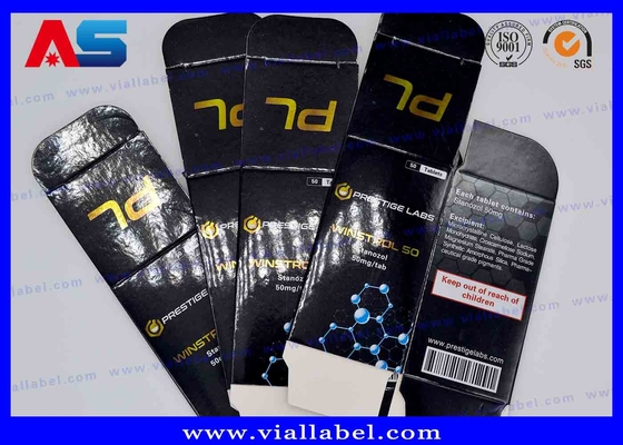 Parlak Altın Folyo Tablet Kağıt Kutusu Siyah Özel Baskılı Enjeksiyon Yağları 10ml Şişe Kutuları