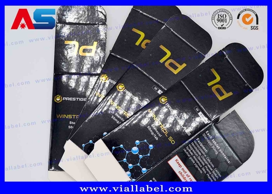 Parlak Altın Folyo Tablet Kağıt Kutusu Siyah Özel Baskılı Enjeksiyon Yağları 10ml Şişe Kutuları