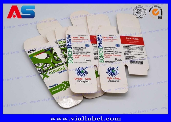 Bio Pharma Enjeksiyon Yağları için 10 ml şişe Kutusu Cam Şişeler Paket Özel Ücretsiz Tasarım Güvenli Nakliye