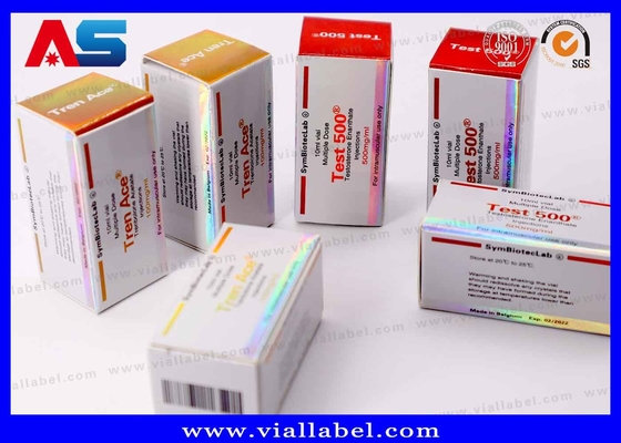 Baskılı Karton Depolama Kapaklı 10 ml şişe kutuları Beden geliştirme jelleri Altın folyo ambalaj Altın folyo / hologram etkisi