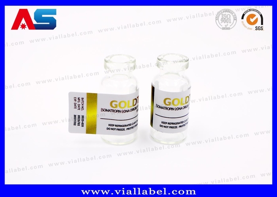Güçlü Yapışkanlı 10ml Flakon Etiketleri Altın Varak Baskılı Enjeksiyon Liyofilize Peptitler İçin