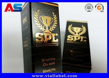 Baskılı Karton Depolama Kapaklı 10 ml şişe kutuları Beden geliştirme jelleri Altın folyo ambalaj Altın folyo / hologram etkisi