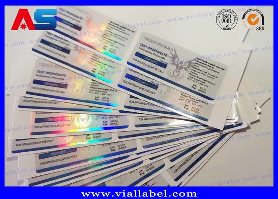Holografik 10 ml şişe Etiket Enjekte edilebilir Peptid Reçeteli Şişe Etiketi 4C Tam Renk 60 x 25 mm