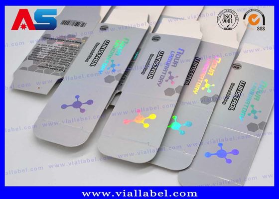 Holografik Lazer 15ml Cam Damla Flakon Kutular ve Etiketler Beden geliştirme flakonları için küçük ambalaj kutuları