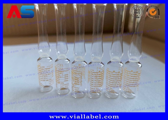 Baskılı 1ml Şeffaf Tıbbi Enjeksiyon Cam Ampul 10x60mm Nötr Borosilikat Malzeme