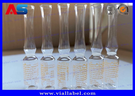 Baskılı 1ml Şeffaf Tıbbi Enjeksiyon Cam Ampul 10x60mm Nötr Borosilikat Malzeme