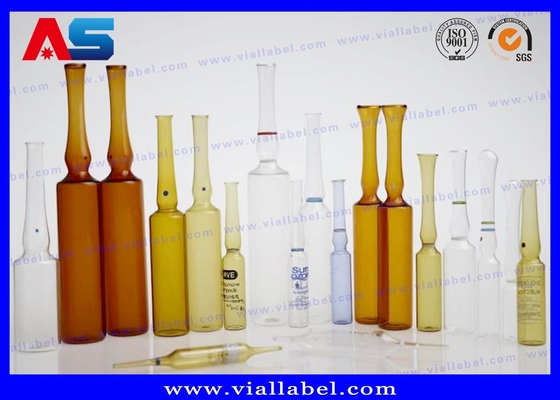 Baskılı 1ml Şeffaf Tıbbi Enjeksiyon Cam Ampul 10x60mm Nötr Borosilikat Malzeme
