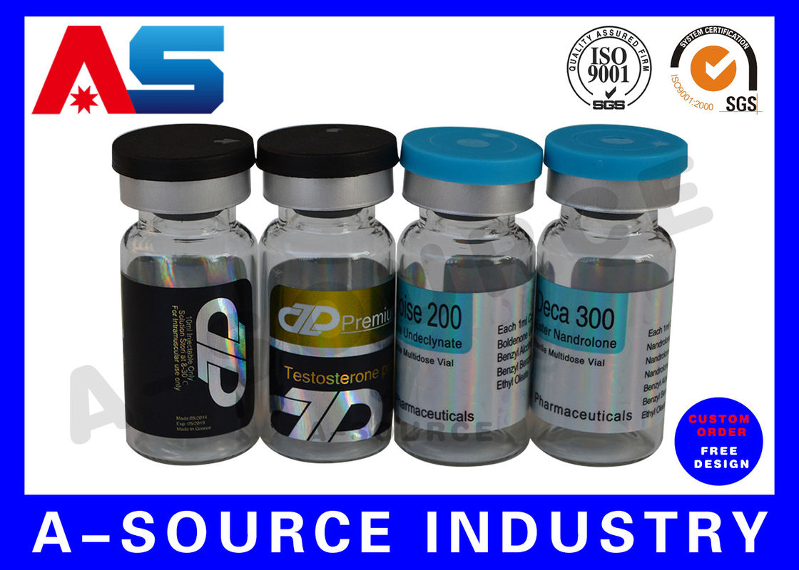 Holografik 10 ml şişe Etiket Enjekte edilebilir Peptid Reçeteli Şişe Etiketi 4C Tam Renk 60 x 25 mm