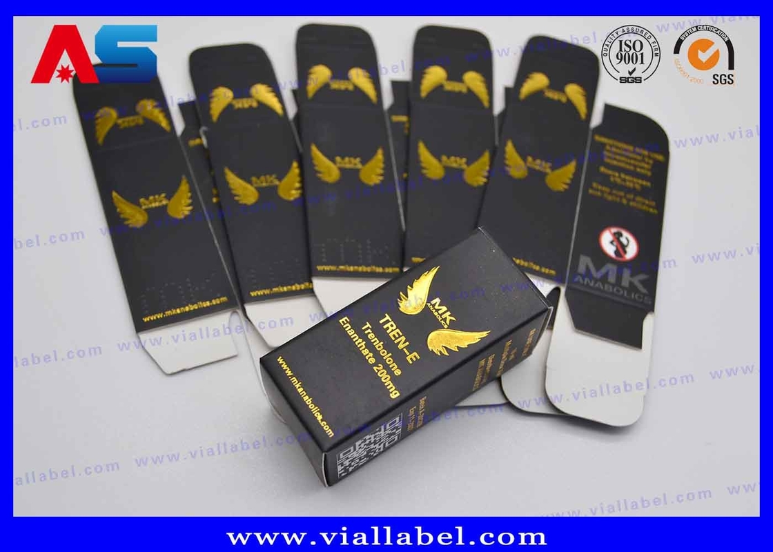 Kas geliştirme Matt Siyah Altın Folyo Flakon Paket Kutusu Karton 10ml 20ml ilaç paketi kutusu