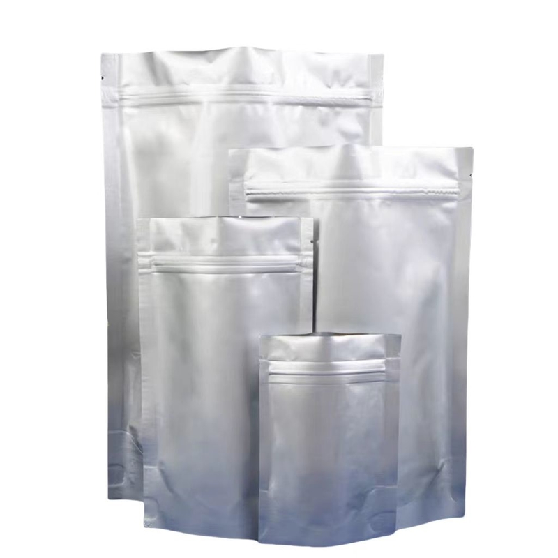 Alüminyum folyo torbası MOQ 100pcs Alüminyum Gümüş Zip Kilitli Cüzdan 50 tablet için
