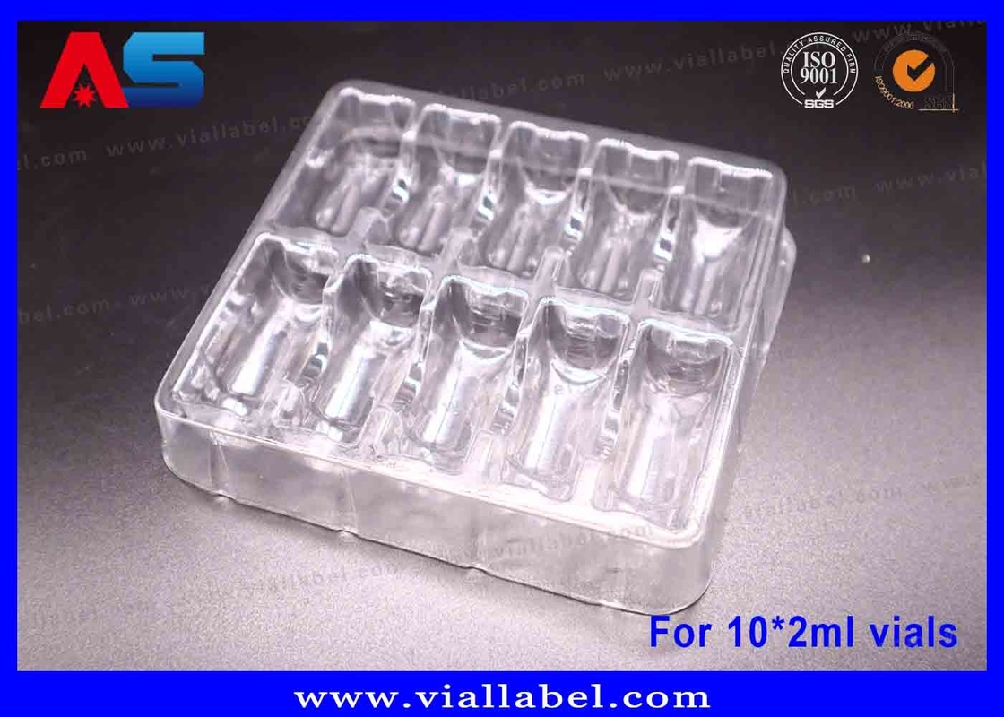 10 x 2 ml şişe için 55um PET Şeffaf Blister Ambalajı