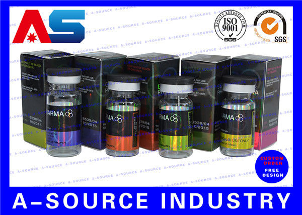 İlaç Depolama 10ml Şişe Kutuları Beden geliştirme Karton Hologram Lazer Baskı Yapışkan Etiketle Enanthate Kağıt Kutuları