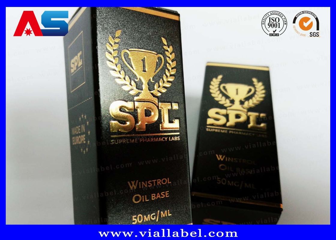 Baskılı Karton Depolama Kapaklı 10 ml şişe kutuları Beden geliştirme jelleri Altın folyo ambalaj Altın folyo / hologram etkisi