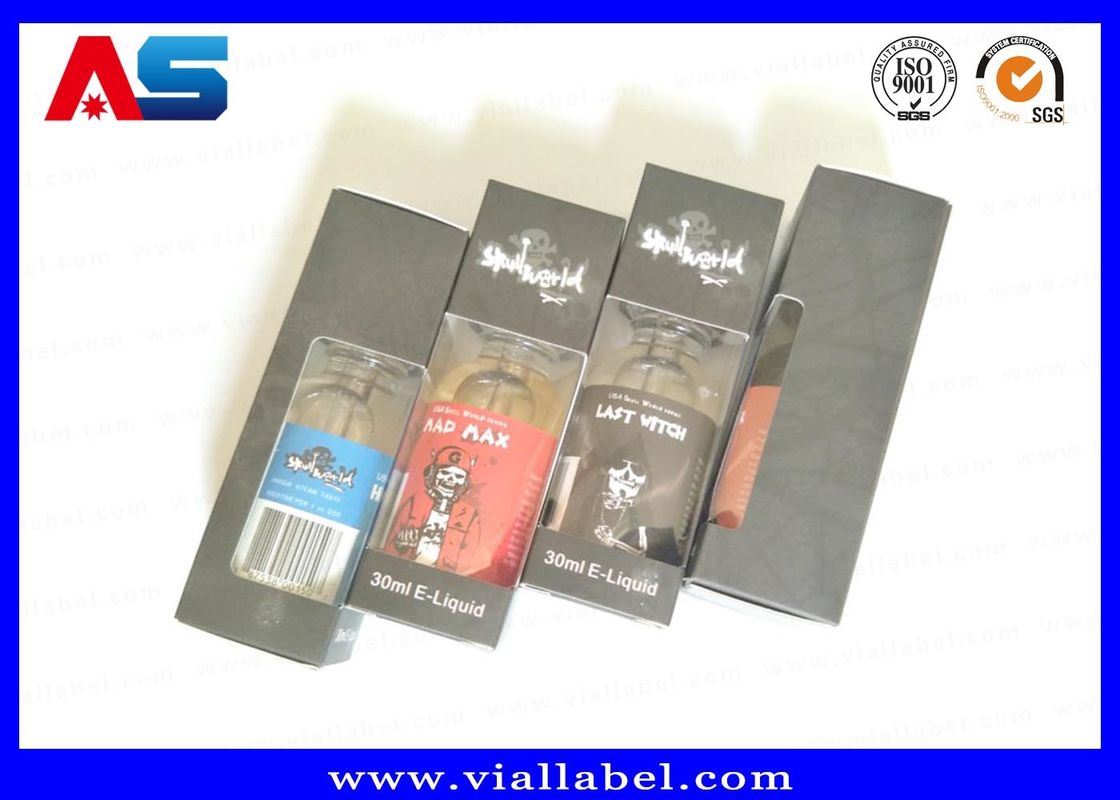 30 ml kutu baskı e liq-uid özel küçük ambalaj kutuları açık pencereli serbest tasarımlı siyah matt bitirme