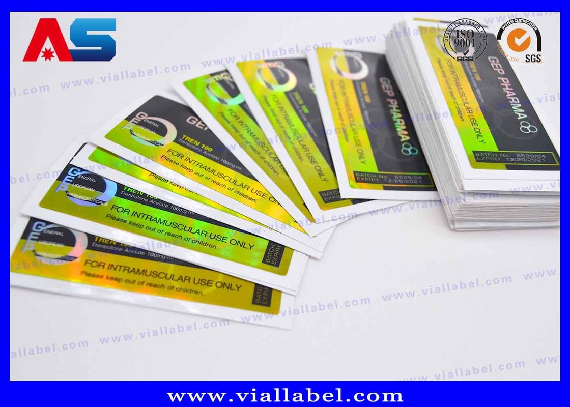 Boldenene Undecylenate şişesi için 10ml Özel Hologram Etiketler Güçlü yapışkan 10ml Şişe Etiketleri Hologram Lazer Etkisi Özel Boyut