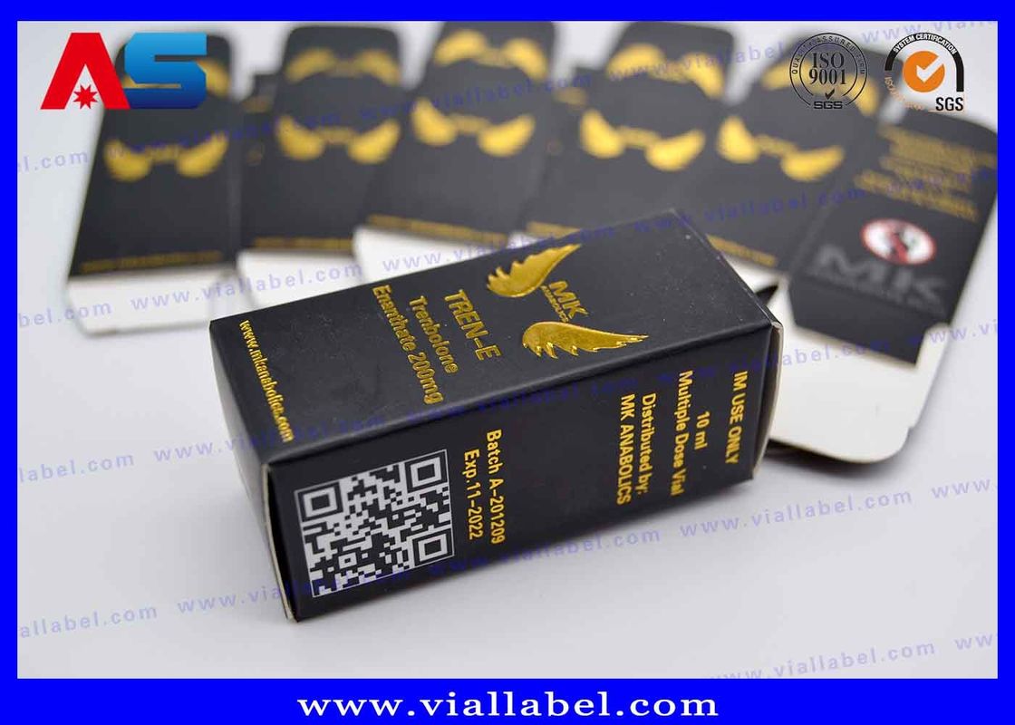 MK Farmasötik 10ml şişe kutuları Altın folyo ile küçük şişeler için embossed logo kutuları