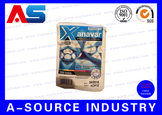 Anavar 60 Tablet Oral Peptideler Güvenlik Hologramı ile Özel Baskılı Zip Kilit Alüminyum Plastik Torbalar Baskı